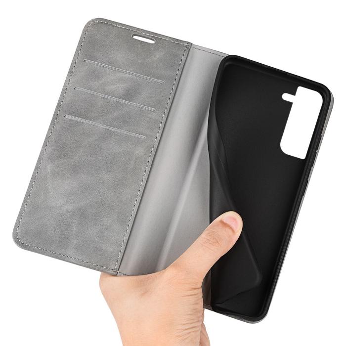 Bild 4,  Samsung Galaxy S23 Plus Flip Fodral Skin Touch Grå - Teknikhallen.se