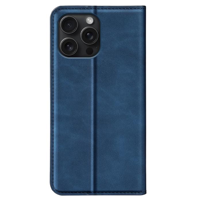 Bild 6,  iPhone 16 Pro Fodral Flip Läder Blå - Teknikhallen.se