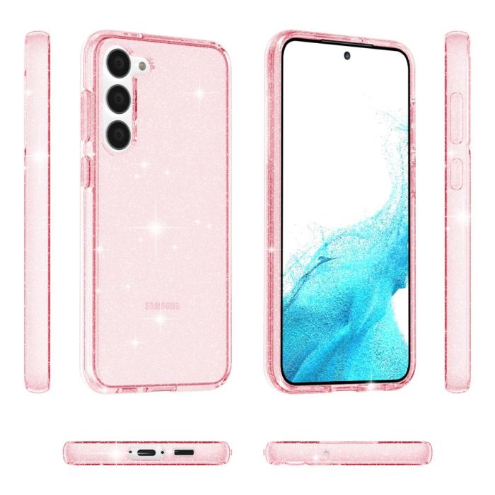 Bild 6,  Samsung Galaxy S23 Skal Glitter Hybrid Rosa - Teknikhallen.se
