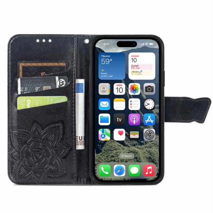 Bild 3,  iPhone 17e / 16e Fodral Med Fjäril Tryck Svart - Teknikhallen.se