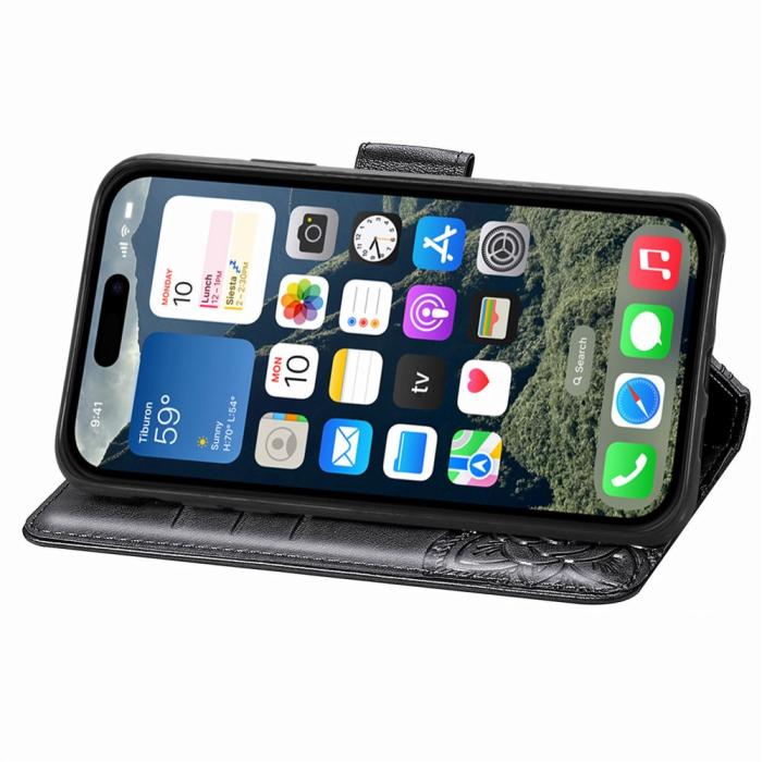 Bild 4,  iPhone 17e / 16e Fodral Med Fjäril Tryck Svart - Teknikhallen.se