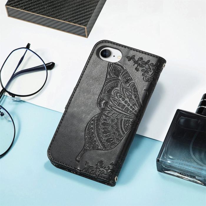 Bild 6,  iPhone 17e / 16e Fodral Med Fjäril Tryck Svart - Teknikhallen.se