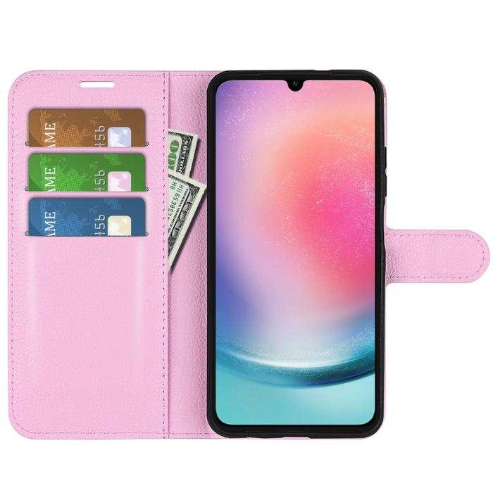 Bild 2,  Samsung Galaxy A16 Fodral Litchi Läder Ljus Rosa - Teknikhallen.se