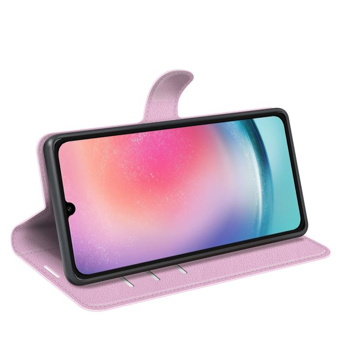Bild 3,  Samsung Galaxy A16 Fodral Litchi Läder Ljus Rosa - Teknikhallen.se