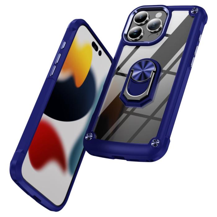 Bild 2,  iPhone 16 Pro Max Skal Shockproof Ring Hybrid Blå - Teknikhallen.se