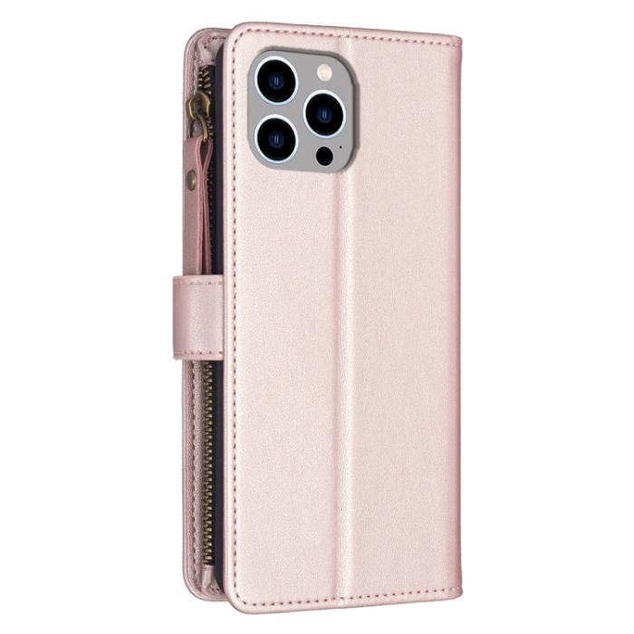 Bild 3,  iPhone 15 Pro Max 9-Kort Multifunktionellt Läder Fodral Roséguld - Teknikhallen.se