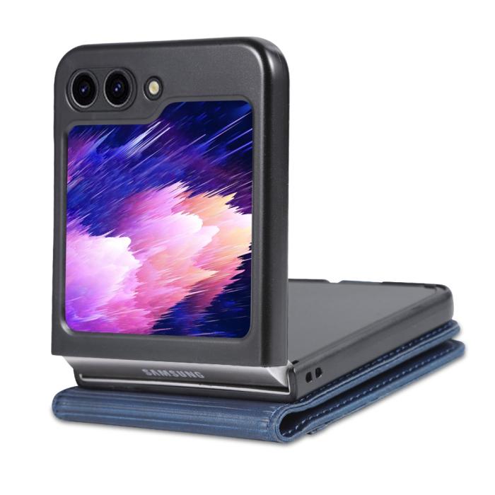 Bild 5, AZNS AZNS Galaxy Z Flip 5 Fodral Läder Blå - Teknikhallen.se