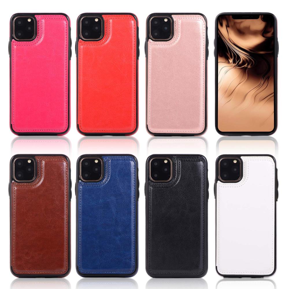  iPhone 11 Pro Max - Läderskal med kortfack - Rosa - Teknikhallen.se