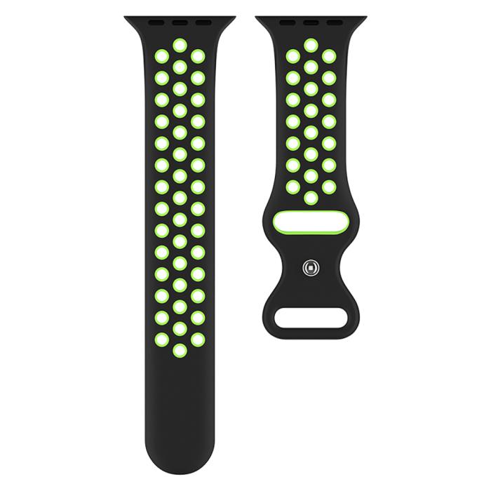 Bild 3, ColorPop Sportarmband Dual-Color Apple Watch 42/44/45/46/49 mm (M/L) Svart/Grön - Teknikhallen.se