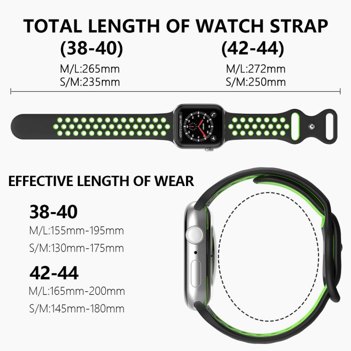 Bild 4, ColorPop Sportarmband Dual-Color Apple Watch 42/44/45/46/49 mm (M/L) Svart/Grön - Teknikhallen.se