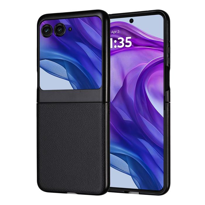 Bild 2,  Motorola Razr 60 / 50 5G Skal Litchi Textur Svart - Teknikhallen.se