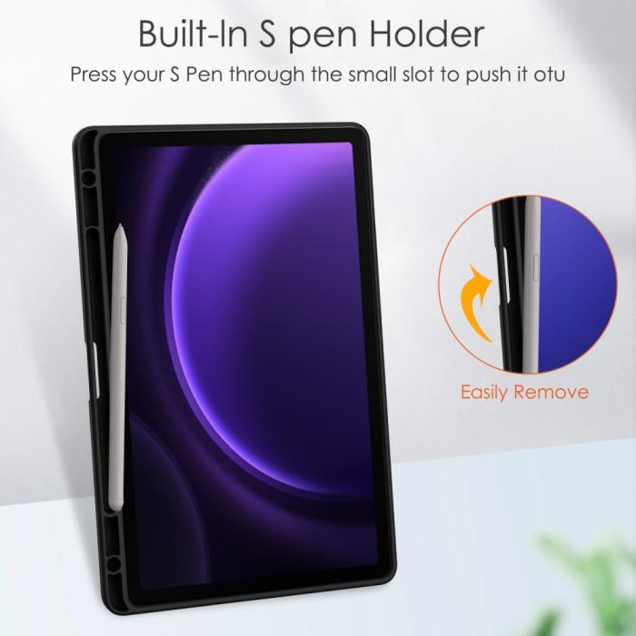 Bild 5,  Galaxy Tab S9 FE Fodral Hybrid Pennhållare Svart - Teknikhallen.se