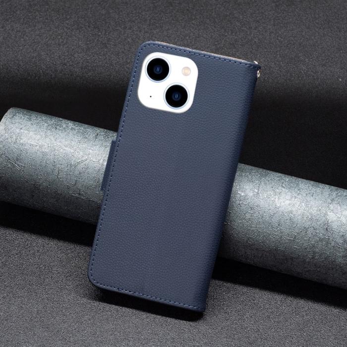 Bild 5,  iPhone 15 Fodral Shark Litchi Läder Mörk Blå - Teknikhallen.se