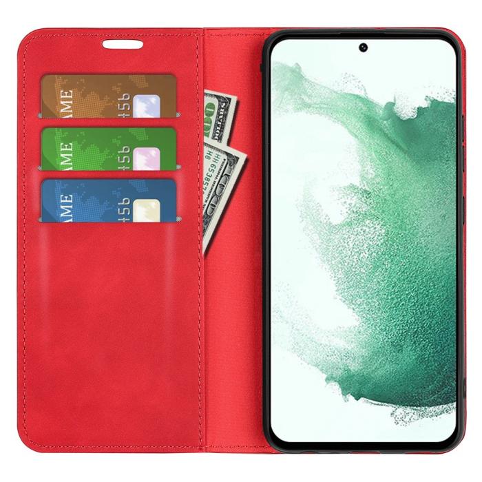 Bild 2,  Samsung Galaxy S23 Plus Flip Fodral Skin Touch Röd - Teknikhallen.se