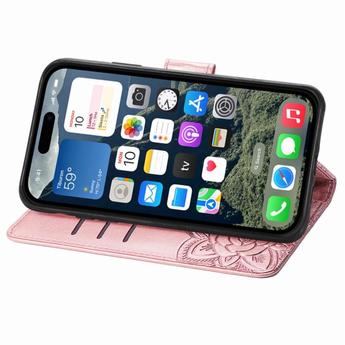 Bild 4,  iPhone 17e / 16e Fodral Med Fjäril Tryck Roséguld - Teknikhallen.se