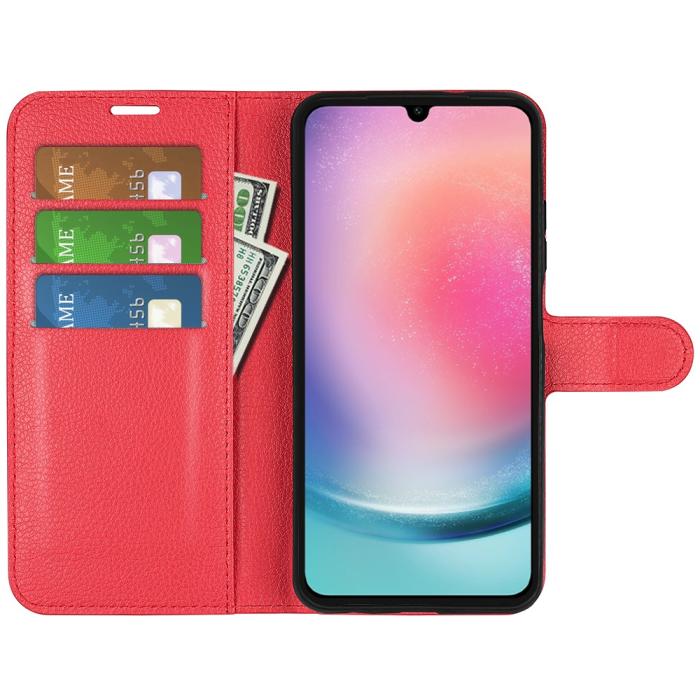 Bild 2,  Samsung Galaxy A16 Fodral Litchi Läder Röd - Teknikhallen.se