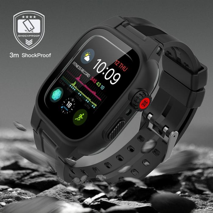 Bild 5, ShellBox ShellBox Armband Apple Watch 44 mm Vattentätt Skal Svart - Teknikhallen.se