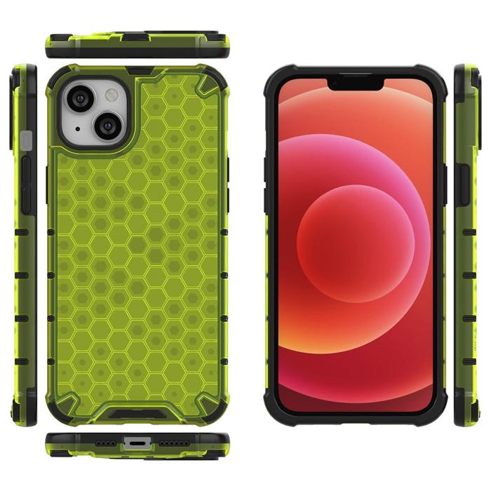 Bild 6,  iPhone 15 Plus Skal Honeycomb Shockproof Grön - Teknikhallen.se