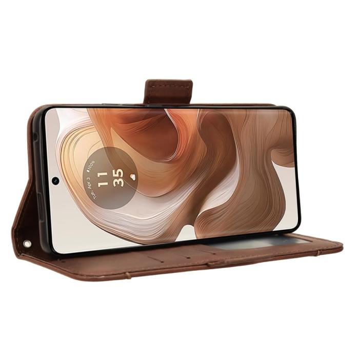 Bild 4,  Motorola Edge 50 Ultra 5G Fodral Med Avtagbart Kortfodral Brun - Teknikhallen.se