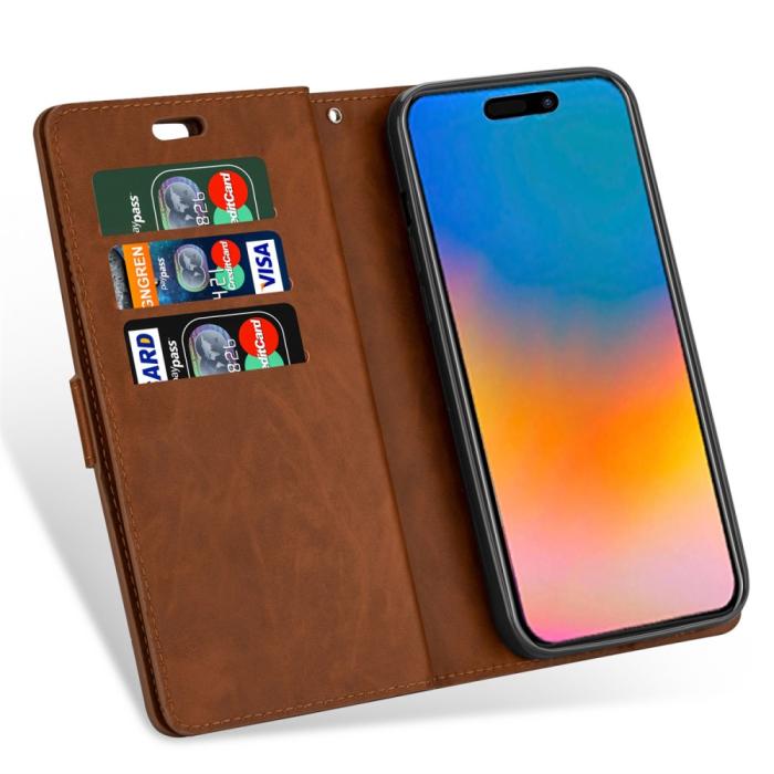 Bild 4,  iPhone 15 Plus Multifunktionellt Fodral Brun - Teknikhallen.se