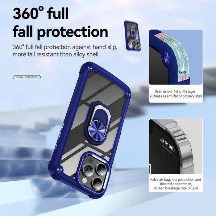 Bild 6,  iPhone 16 Pro Max Skal Shockproof Ring Hybrid Blå - Teknikhallen.se