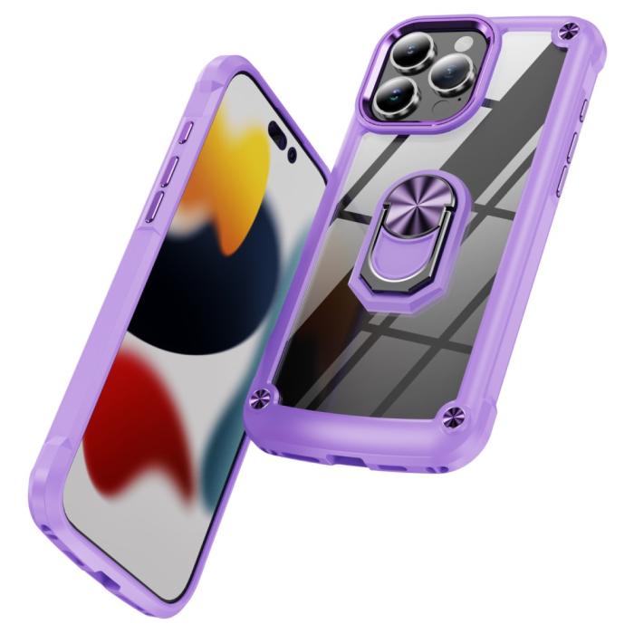Bild 2,  iPhone 16 Pro Max Skal Shockproof Ring Hybrid Lila - Teknikhallen.se
