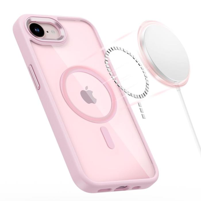 Bild 4, Tech-Protect Tech-Protect iPhone 17e/16e Skal MagSafe MagMat Rosa/Transparent - Teknikhallen.se