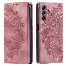  Samsung Galaxy A55 5G Fodral Mandala Flip L&auml;der Ros&eacute;guld - Teknikhallen.se
