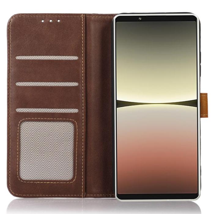 Bild 3,  Sony Xperia 1 V Fodral Dual-Color Läder Brun - Teknikhallen.se