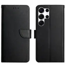  Samsung Galaxy S26 Ultra Fodral &Auml;kta L&auml;der Svart - Teknikhallen.se