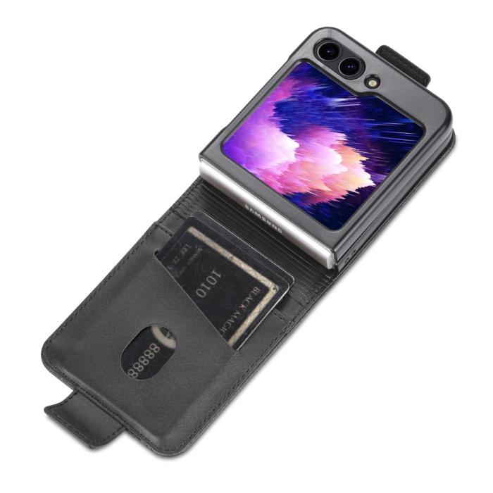 Bild 3, AZNS AZNS Galaxy Z Flip 5 Fodral Läder Svart - Teknikhallen.se