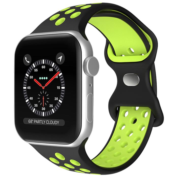 Bild 2, ColorPop Sportarmband Dual-Color Apple Watch 42/44/45/46/49 mm (M/L) Svart/Gul - Teknikhallen.se
