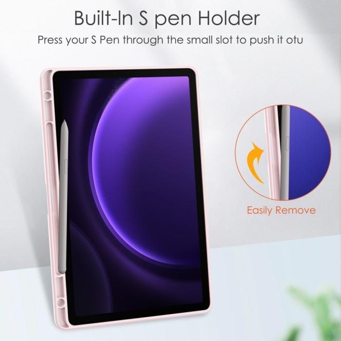 Bild 5,  Galaxy Tab S9 FE Fodral Hybrid Pennhållare Rosa - Teknikhallen.se