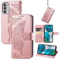  Motorola Moto G52/G82 Fodral Fj&auml;ril Tryck Ros&eacute;guld - Teknikhallen.se