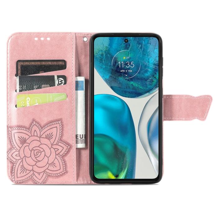Bild 3,  Motorola Moto G52/G82 Fodral Fjäril Tryck Roséguld - Teknikhallen.se
