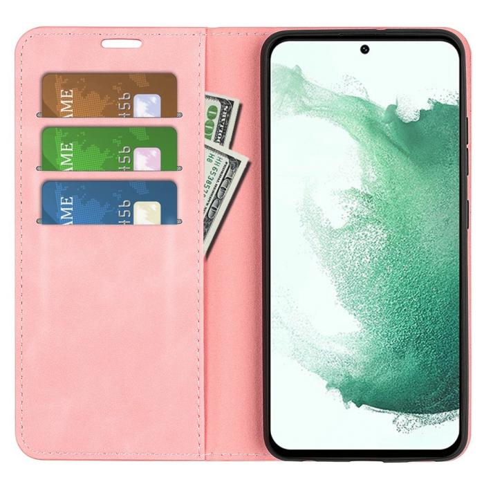 Bild 2,  Samsung Galaxy S23 Plus Flip Fodral Skin Touch Ljus Rosa - Teknikhallen.se