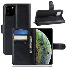  iPhone 11 Pro Fodral Litchi L&auml;der Svart - Teknikhallen.se