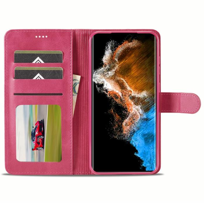 Bild 2, LC.IMEEKE LC.IMEEKE Samsung Galaxy S24 Plus Fodral Läder Rosa/Röd - Teknikhallen.se