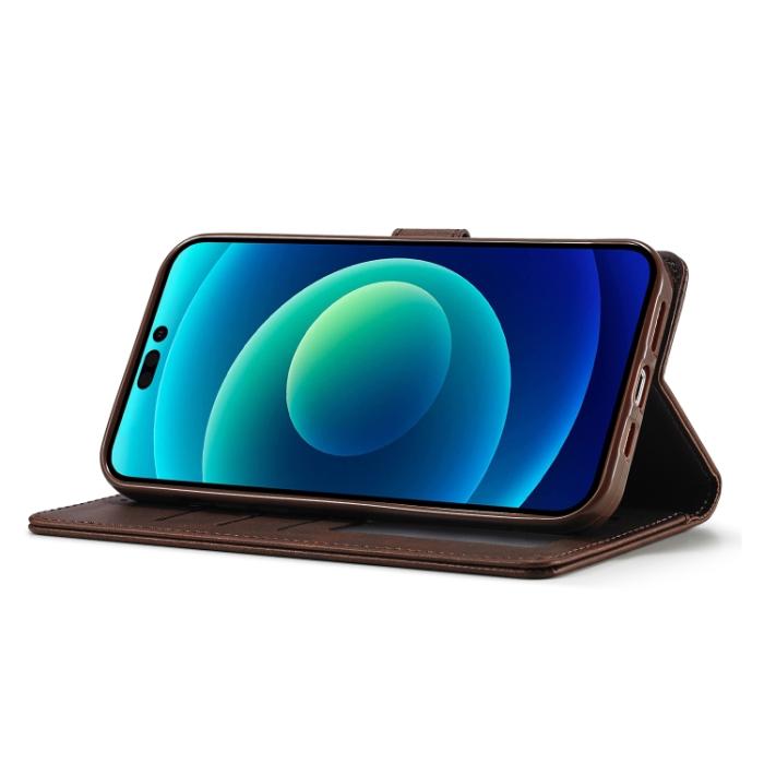 Bild 5, LC.IMEEKE LC.IMEEKE iPhone 14 Fodral Läder Brun - Teknikhallen.se