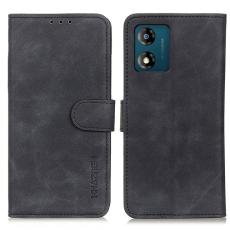 KHAZNEH KHAZENH Motorola Moto E13 Fodral Retro L&auml;der Svart - Teknikhallen.se