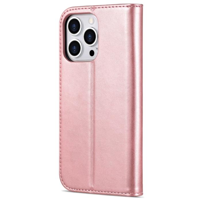 Bild 3, AZNS AZNS iPhone 14 Pro Max Fodral Läder Roséguld - Teknikhallen.se