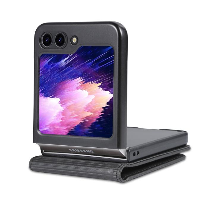 Bild 5, AZNS AZNS Galaxy Z Flip 5 Fodral Läder Svart - Teknikhallen.se
