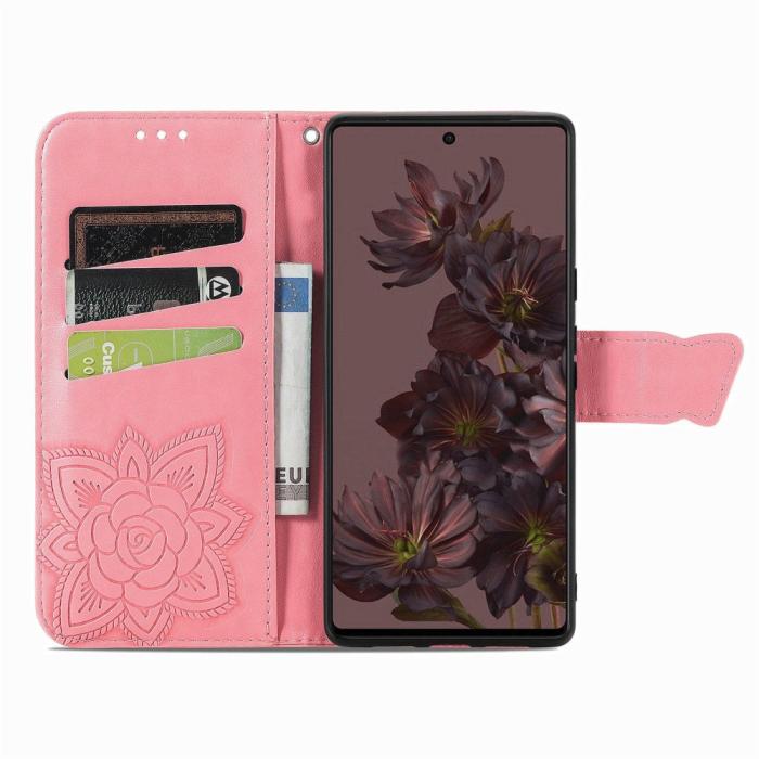 Bild 2,  Google Pixel 7 Fodral Fjäril Tryck Rosa - Teknikhallen.se