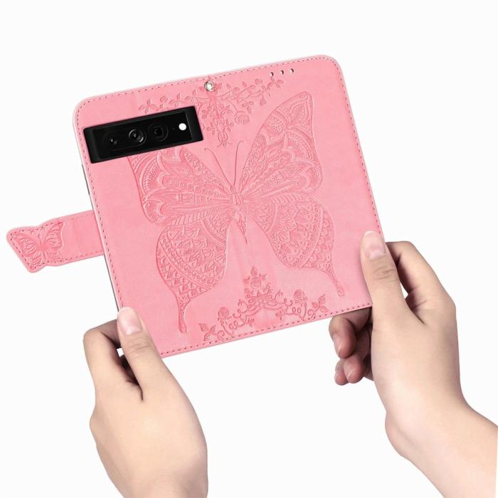 Bild 4,  Google Pixel 7 Fodral Fjäril Tryck Rosa - Teknikhallen.se