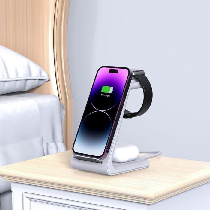 Bild 6, Tech-Protect Tech-Protect 15W Qi 3in1 Trådlös Laddare Apple Vit - Teknikhallen.se