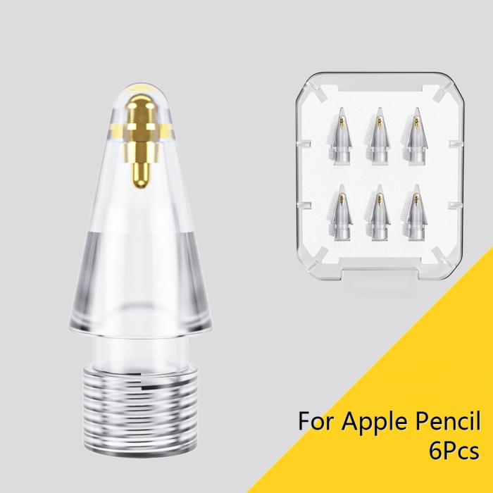 Bild 2, ESSAGER ESSAGER 6-PACK Ersättning Pennspets Apple Pen 1/2/Pro Transparent - Teknikhallen.se