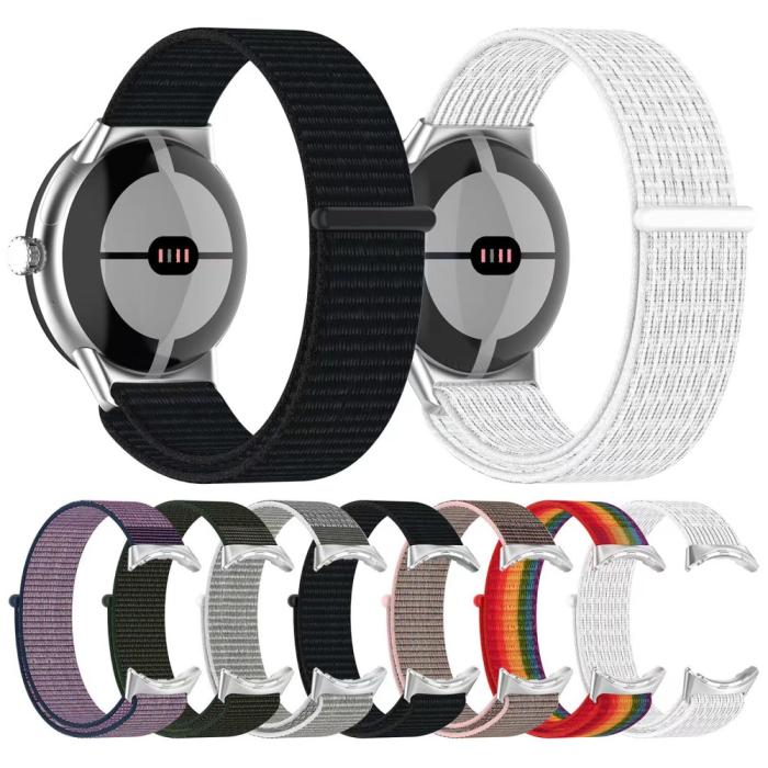 Bild 5,  Google Pixel Watch / Watch 2 Nylon Loop Armband Rosa - Teknikhallen.se
