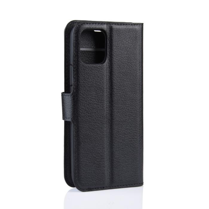 Bild 6,  iPhone 11 Pro Fodral Litchi Läder Svart - Teknikhallen.se