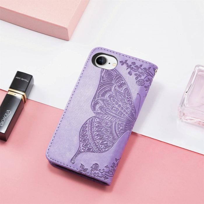 Bild 6,  iPhone 17e / 16e Fodral Med Fjäril Tryck Lila - Teknikhallen.se