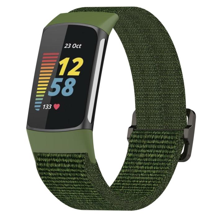 Bild 2,  Fitbit Charge 6 / 5 Armband Justerbart Nylon Grön - Teknikhallen.se